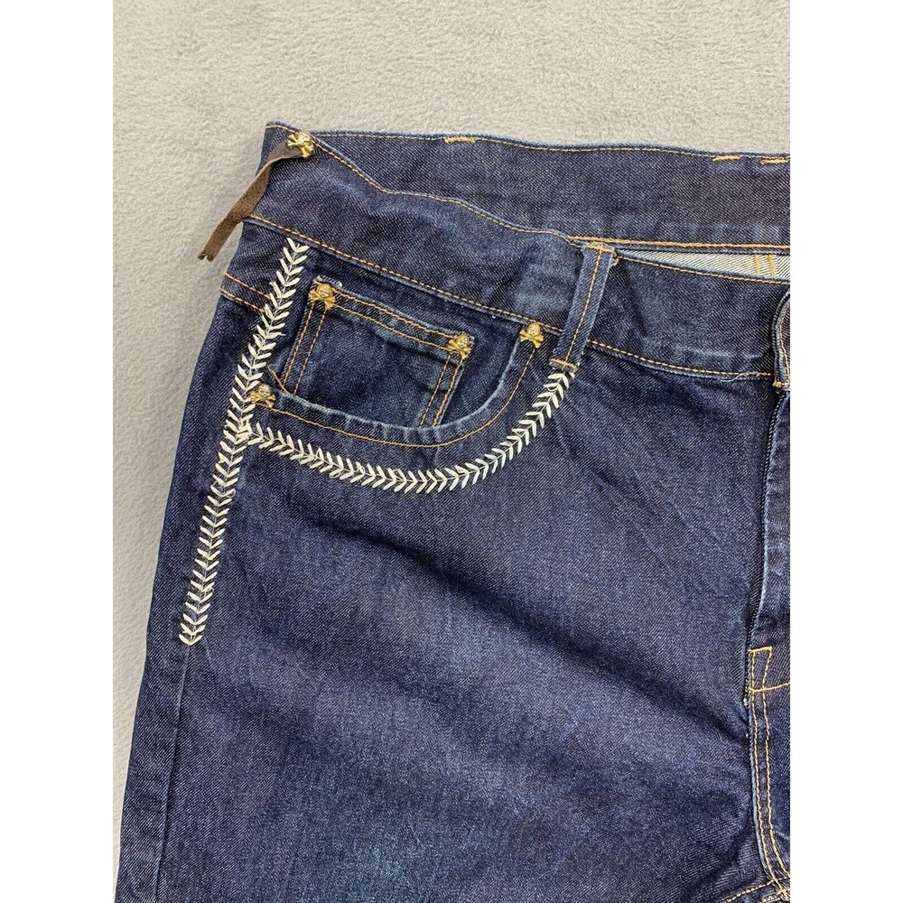Cult 45 Denim Jeans Men's Size 42 Blue Baseball Theme Stitched Pockets Straight - Picture 9 of 16